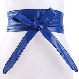 Belts Belt For Women Bowknot Faux Leather Wrap Around Obi Style Cinch Waistband Black Cummerbund Brown StrapBelts