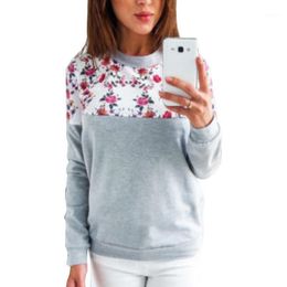 Women's Hoodies & Sweatshirts 4 Colour 5 Size O-neck Basic Top Sudaderas Para Mujer Hoodie Women 2022 Floral Print Long Sleeve Pullovers