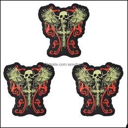 Sewing Notions Tools Apparel 1Pcs Punk Skl With Wings Badgeses For Motor Clothing Shoes Iron On Transfer Appliquees Garment Diy Sew Embroi