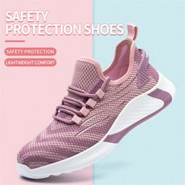 Unisex Women Steel Toe Sneakers Safety Men Lightweight Boots Indestructible Work Shoes 210315