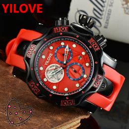 5 Pin Limited Edition Men Top Luxury Full Function Watch Quartz Men's Stopwatch Calendar Silicone Strap Clock President Day Date Man Reloj Wristwatch