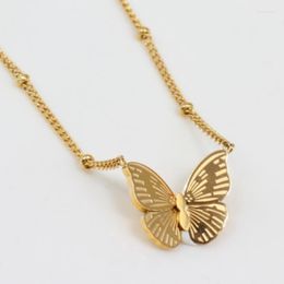 Pendant Necklaces Women Jewelry Butterfly Charm Wholesale Customize Personalized 18K Gold Plated Stainless Steel Necklace