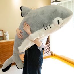 Creative Shark Cat Plush Toy Giant Soft Cute Comforting Doll Children's Large Sleeping Legs Birthday Gift 59inch 150cm DY10092