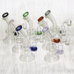 14mm Female Joint Hookahs Thick Glass With Ratchet Barrel Oil Rig Inverted Showerhead Perc Percolator Dab Rigs Bongs With Bowl Quartz Banger