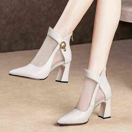 Women Crystal Lace Zip Mesh Pumps Woman High Heels Summer Female Shoes Classics Solid Platform Sandals Ladies Party Shoes G220425