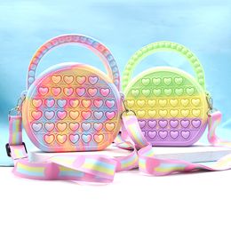 Fidget Toy Decompression Toys Purse Rainbow Bubble Bag Press Messenger Bag Children's Cute Mini silicone Wallet