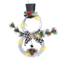 Christmas Decorations Year Handmade Wreath Decor With White LED Lights For Home Wall Hanging OrnamentsChristmas