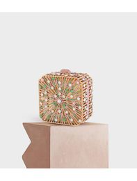 Evening Bags Multicoloured Gemstone Crystal Purse Clutch Luxury Fashion Women Bag Chain Diamond Mini Party Clutches For Girl Gift BagsEvening