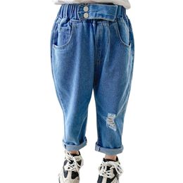 Baby Girl Jeans Hole Jeans Girl Spring Autumn Kids Jeans Girls Casual Style Girls Clothes 210412
