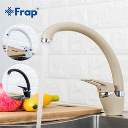 FRAP Kitchen Faucet modern 4 Colour top quality kitchen sink faucet water mixer deck mounted brass faucet saving water tapware T200423