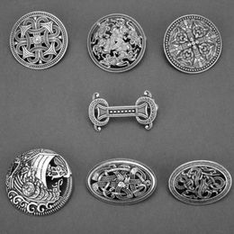 Pins Brooches Viking Pin Vintage Badge Nordic Mediaeval Cloak Trinkets Scarves Brooch Round/Oval Breast PinsPins