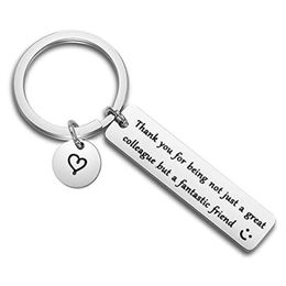 engrave charms Canada - Keychains Stainless Steel Charm Keychain Engraved Thank You Colleague Fantastic Friend Key Ring Women Men Company Keyring Gifts