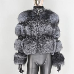 BLUENESSFAIR Winter Jacket Women Real Fur Coat Parka Natural Raccoon Fur Wool Weave Fabric Thick Warm Outerwear Streetwear 201126