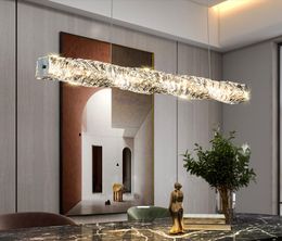 Modern Led Chandelier For Dining Room Straight Stick Design Home Decor Hanging Lamp Gold/Chrome Crystal Lighting Kitchen Lustre