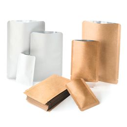 100pcs Open Top Kraft/White Paper Bag Small Heat Sealing Ground Coffee Beans Powder Salt Soap Chocolate Snack Candy Bakery Packaging Pouches