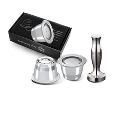 Nespresso Reusable Coffee Capsule Stainless Steel Refillable Filters Espresso Cup Fit For Inissia & Pixie Maker Machine 220509
