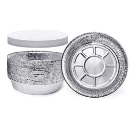 Round Aluminium Foil Pans Disposable Packaging dinner service Containers with Straight Walls for Storing Serving Baking & Reheating Freezer and Oven Safe Recyclable