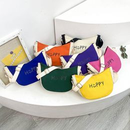 Baby Girls Backpacks Korean Inclined Shoulder Bag Fashion Print Happy Letters Large Capacity Children's Boy Canvas Bags 16dj E3