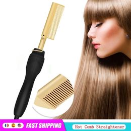 Hair Straightener Curler Comb Wet and Dry Use Professional Brush Electric Alloy Drop 220623