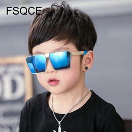 Classic Square Sunglasses Girls Boys Colourful Mirror Children Glasses Concave Shape Personality Anti UV Street Beat Kid 220705