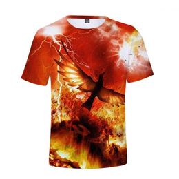 Men's T-Shirts Fire Phoenix Bird Print Oversized T-shirt Cosplay Men Short Sleeve Tshirt 3d Summer Loose T Shirt