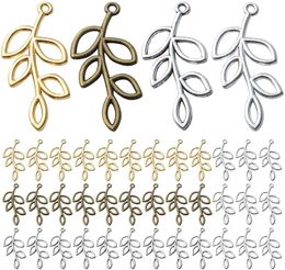 Pendant Necklaces 40pcs Leaf Charms Tibetan Alloy Tree Leaves Branch Bead Accessory For Earrings Bracelet Jewellery Making 4 ColorsPendant