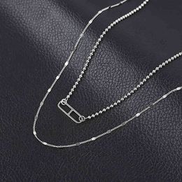 -S925 Sterling Silver Ciervo Nariz Collar de doble capa Female Thai Silver Silver Style Niche Design Exquisite Jewelry XL-0349