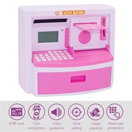 mini atm Australia - Electronic Piggy Bank ATM Mini Password Money Box Deposit Banknote Cash Coins Saving Box Calculator Alarm Clock Kids Gift LJ201212271V