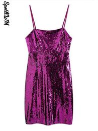 Women Vintage Sequin A Line Dress Spring Fashion Casual Sleeveless Slim Suspender Dress Female Club Party Sexy Mini Dresses T220816