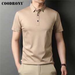 Coodrony marca de alta qualidade verão clássico cor pura casual manga curta 100% algodão poloshirt masculino macio roupas frescas c5203s 220608