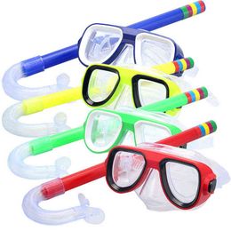 Children swimming Goggles Snorkelling Diving + Breathing tube 5 Colours Swimming Water Sports Glasses Diving Eyewear for Boy&Girl G220422