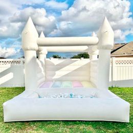 Pastel White Inflatable Wedding Bouncy Castle With Ball Pit Toddler Pink Bounce House For Kids Party Rental