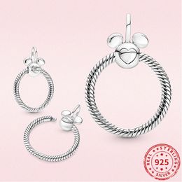 Real 925 Silver Charms Miki Shape O Dangle Fit Pandora Charm Bracelets Necklace Diy jewelry