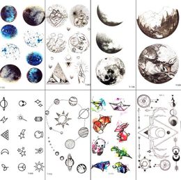 NXY Temporary Tattoo Small Galaxy Stars Moon Sticker Round Earth Women Fake Flash Tatoos Men Body Arm Art Waterproof Children 0330