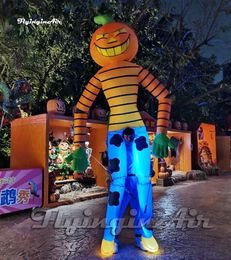 Customized Halloween Inflatable Pumpkin Ghost Marionette Puppet 3.5m Height Walking Pumpkin Monster Costume For Parade Decoration