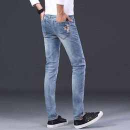 Men's Jeans designer Official website collection menswear autumn new Medusa embroidered jeans micro elastic Leggings