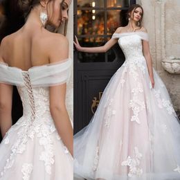 Newest Princess Wedding Dress Off Shoulder Fashion Tulle Lace Bride Dress Ball Gown Customized Vestido De Novia