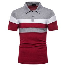 Men Polo Men Shirt Short Sleeve Polo Shirt Chest Three Stripe Color Stitching Top Comfortable Beach Lapel Mens Top Mens Polo 220615