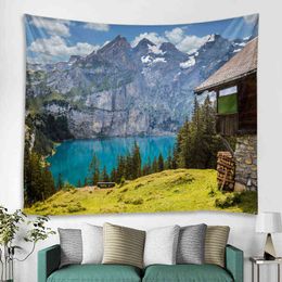 Boho Wall Background Decorative Curtains Bedroom Tapestry Forest Cabin Curtain J220804