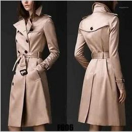 Women's Trench Coats Womens Coat Spring European And American Trend Double-breasted Slim Long Women