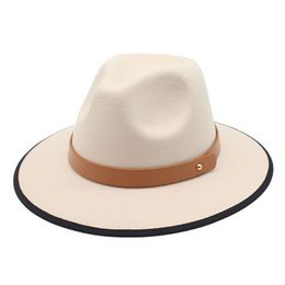 Patchwork Top Hat for Women Fedora Hat Felt Hats Woman Fedoras Female Wide Brim Cap Fashion Autumn Winter Outdoor Travel Caps Party Christmas Gift 2022