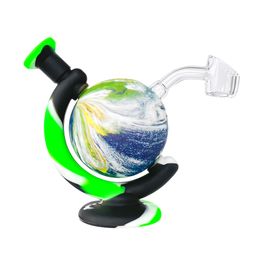 Silicone Bong Globe Water Pipes Hookah Printing Dab Rigs with 14.4mm quartz banger smoke pipes smoking accessories