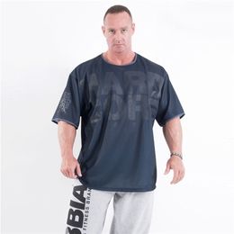 Mens Loose Mesh breathable Gyms T Shirt Casual Short Sleeve Running Workout Training Tees Fitness Top Sport clothing 220608