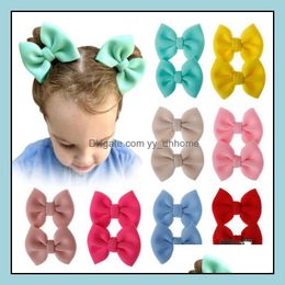 Hair Clips Barrettes Jewellery Bow Girls Kids Lovely Bowknot Elastic Cute Polyester Headwear 18 Colours Accessories Drop Delivery 2021 Lg2Vw
