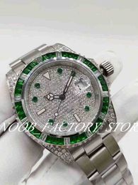 2 Colours Men Watches Factory Sale Blue Green Diamond Bezel Classic 40 mm 2813 Automatic Movement Stainless Steel Strap Christmas Gift