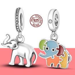925 Sterling Silver Dangle Charm Animal Elephant Pendant Beads Bead Fit Pandora Charms Bracelet DIY Jewelry Accessories