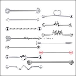 Body Arts 14G Surgical Steel Industrial Barbell Earrings Cartilage Piercing Jewellery Bar Set For M Topscissors Dhbag