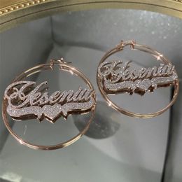 Custom Name Hoop Earrings Personalised Stainless Steel Bling Colourful Big Hoops Earring for Women Jewellery Gift 220718