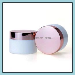 Packing Bottles Office School Business Industrial 30G 50G White Porcelain Cosmetic Jars Cream Bottle With Rose Gold Lid And Whte Pp Liner