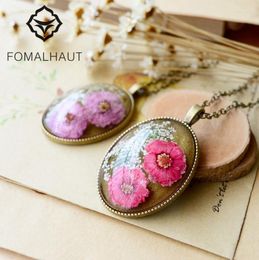 Pendant Necklaces Natural Retro Art Dried Flowers Leather Chain Necklace Long Strip Women 2022 Jewellery Xx-56Pendant Sidn22